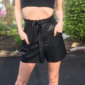 Zara Black Leather Shorts